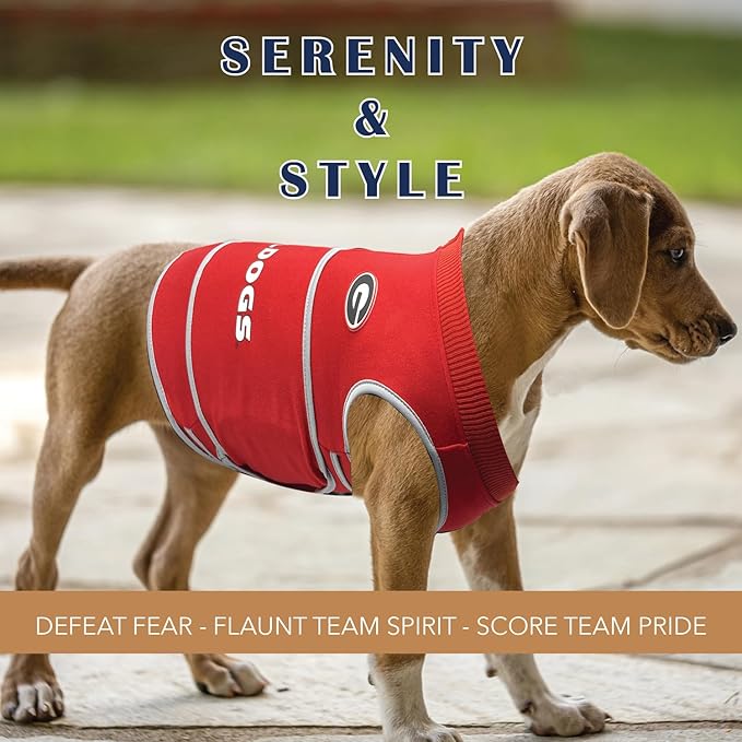 NCAA Georgia Bulldogs Dog Anxiety Calming Shirt Soothing Vest, for Dogs/Cats with Anxiety, Fears, Fireworks, Loud Noises, Dark, Lonely Keeps Dogs Calm & Feeling Safe, Relaxing Jacket, X-Small
