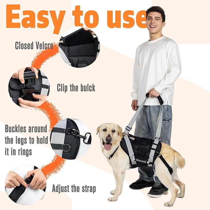 Dog Lift Harness for Large Dogs,Full Body Dog Sling Carrier with Handle,for Up Stair/Back Legs Support/Dogs Joint Injuries/Arthritis (Large)