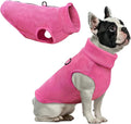 Idepet Dog Fleece Vest Sweater Zip Up Warm Pullover Dogs Jacket with D-Ring Leash Winter Cold Weater Coat Pet Sweatershirt Clothes Hoodie for Small Medium Dogs Boy Girl (Rose Red, L)