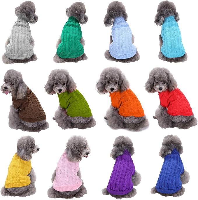 Dog Sweater for Small, Medium, Large Dogs - Warm Winter Classic Turtleneck Pet Clothes Coat for Puppies, Cats - Cute Christmas Outfit for Girls and Boys
