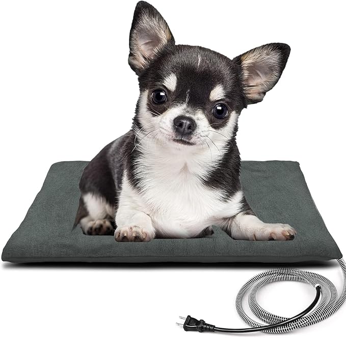 Outdoor Pet Heating Pad for Cat Dog, Heated Cat Mat Dog Mat with Auto Temperature, Pet Warming Pad Heated Cats Dogs House Cat Bed (S: 19.7'' x 11.8'', Gray)
