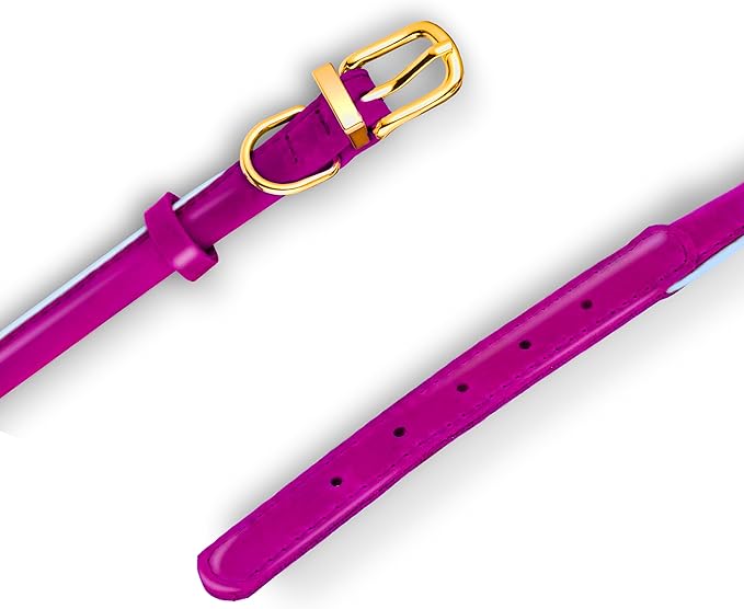 OOPSDOGGY Reflective Rolled Leather Dog Collar Adjustable Soft Padded Pet Collar for Small Medium Large Breed Dogs (Pink, XL, 17"-21")