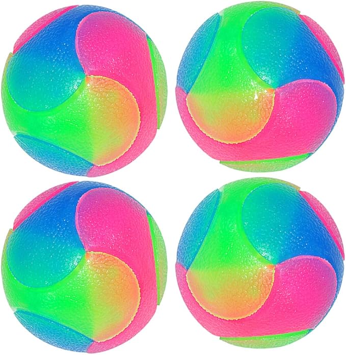 FineInno 4 pcs Large Light Up Dog Balls Flashing Elastic Ball Glow in The Dark Interactive Pet Toys for for Golden Retriever,Labrador,Large Dogs