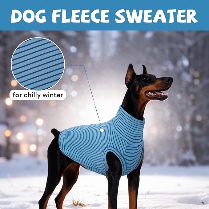 ROZKITCH Dog Sweaters for Large Dogs Winter Dog Pullover, Warm Sweatshirt with High Neck for French Bulldog Small Pets, Lightweight & Comfortable BlueStripe XL
