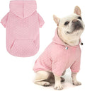 EXPAWLORER Textured Cable Knit Basic Dog Hoodie, Elevated Style Dog Sweater with Leash Hole and Pocket, Soft and Warm Pet Winter Coat, Cold Weather Clothes for Small Medium Large Dogs,Pink L