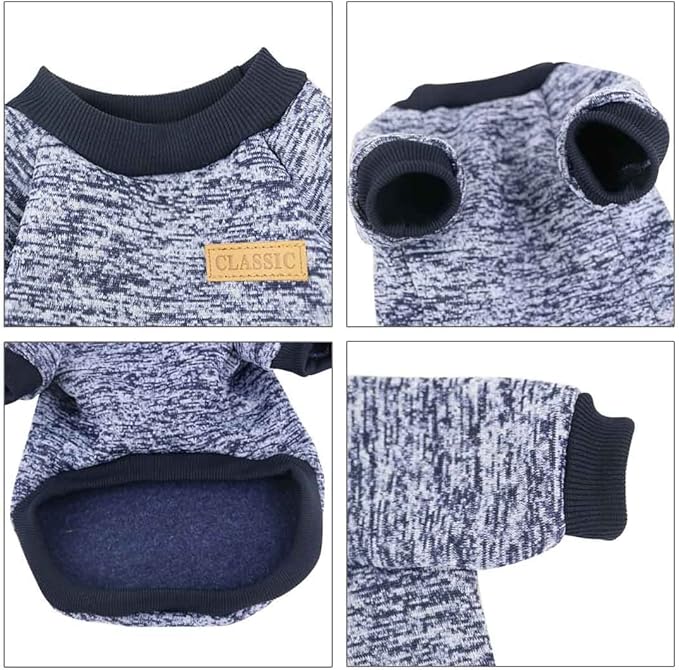 Idepet Pet Dog Classic Knitwear Sweater, Fleece Coat for Small,Medium Dog,Warm Pet Dog Cat Clothes,Soft Puppy Customes 2 Color (XS, Navy)