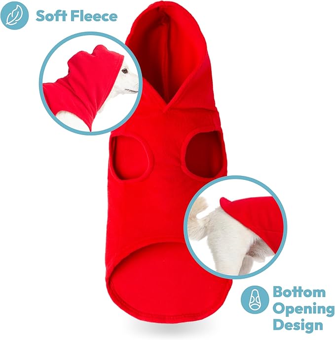 Gooby - Fleece Vest Hoodie, Small Dog Pull Over Hooded Fleece Jacket with Leash Ring, Green, Medium
