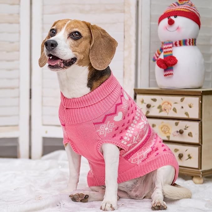 SCENEREAL Dog Sweaters for Small Medium Dogs - Soft, Warm Turtleneck Small Dog Sweater, Ugly Knit Dog Christmas Outfits for Dachshund, Chihuahua, Pug, Yorkie,Winter Pet Clothes Male Female