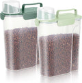 Dog Food Storage Container, Upgraded Large Nozzle BPA-free, 3-5 LBS Plastic Pet Food Storage Containers, With 4 Sealed Clasps, 1 Measuring Cup and Handle (Green+Dark Green)