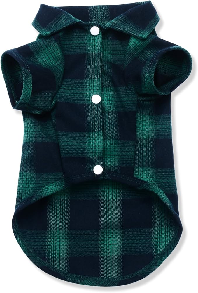 Koneseve Dog Shirt, Pet Plaid Clothes Shirt T-Shirt, Sweater Bottoming Shirt for Small Dog Cat Puppy Grid Adorable Wearing Stylish Cozy Halloween,Christmas Costumes (Green;S/Small)