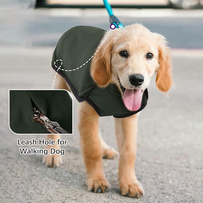 ROZKITCH Dog Winter Coat Soft Pullover Pajamas, Pet Windproof Warm Cold Weather Jacket Vest Cozy Jumpsuit Apparel Outfit Clothes for Walking Hiking Travel Sleep Green XS