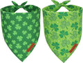 ADOGGYGO St. Patrick's Day Dog Bandana, Green Shamrock Pet Scarf, Adjustable Fit Saint Patrick Bandanas for Small Dogs (Small)