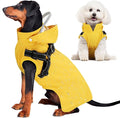 Lukovee Dog Raincoat - Waterproof Rain Jacket with Harness & Removable Hood, Reflective Double Layer Dog Rain Coat Poncho for Small Medium Large Dogs Puppy (L, Yellow)