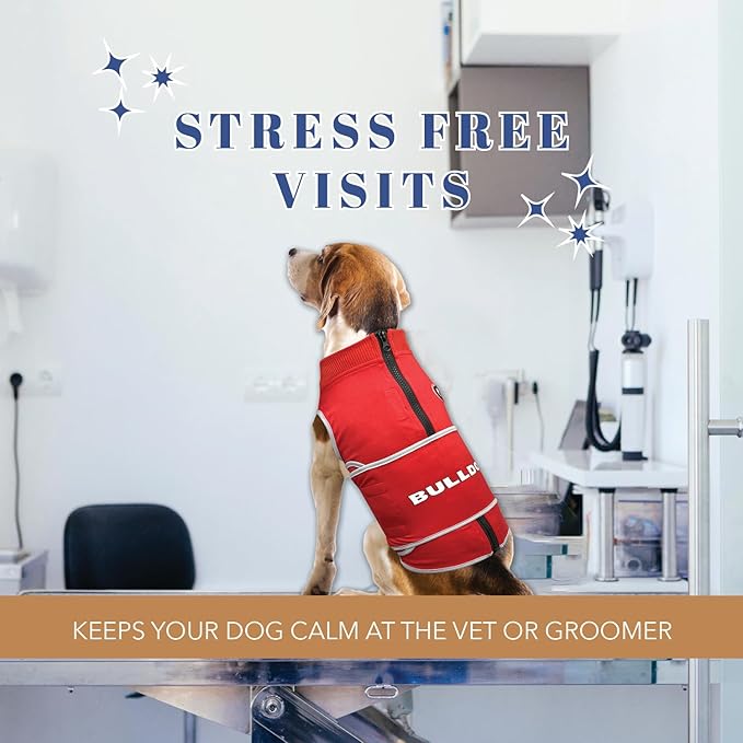 NCAA Georgia Bulldogs Dog Anxiety Calming Shirt Soothing Vest, for Dogs/Cats with Anxiety, Fears, Fireworks, Loud Noises, Dark, Lonely Keeps Dogs Calm & Feeling Safe, Relaxing Jacket, Large