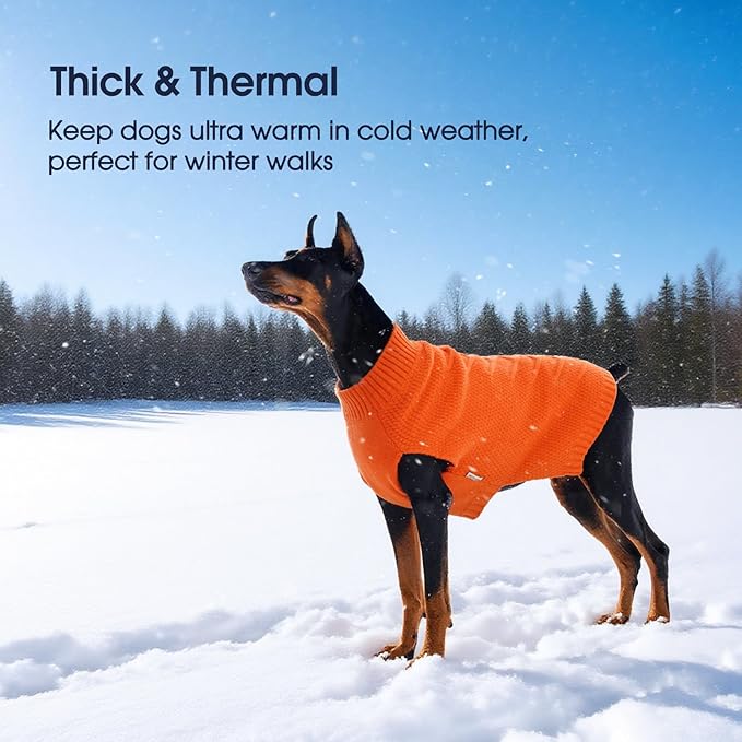 IECOii Dog Sweater - Warm Sleeveless Pullover for Large Dogs, Winter Sweaters for French Bulldog, Orange