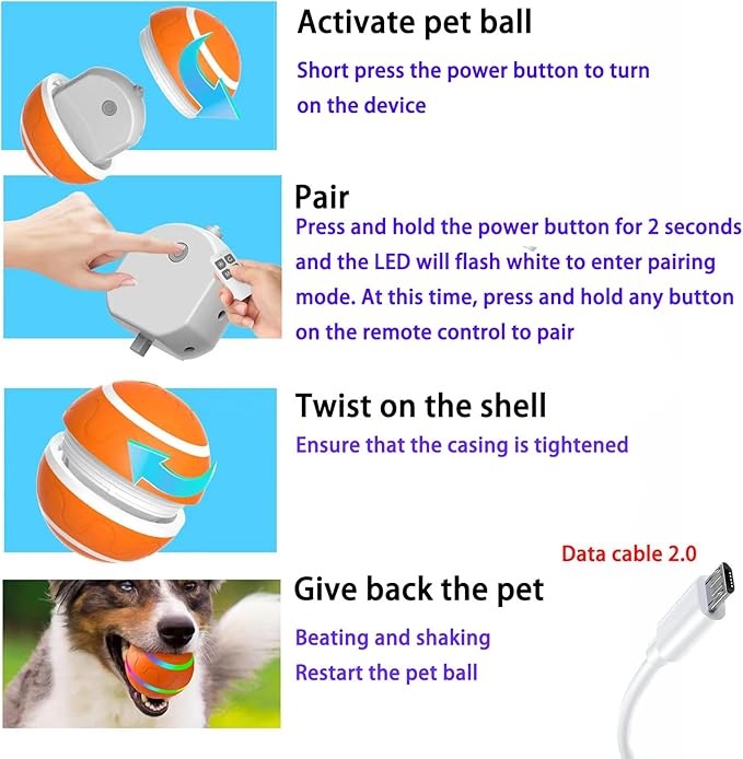 Shaky Ball Toy for Dogs, Large Pet Bounce, Jumping Ball Dog Toy, Automatic Activation Sports Rolling, 2025 New Big Pet Moving Balls (Orange, Remote Control)