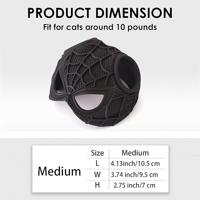 Cat Bat Mask Halloween Costumes Accessories for Cats, Cat Bat Cosplay Apparel (Medium, Black Spider)