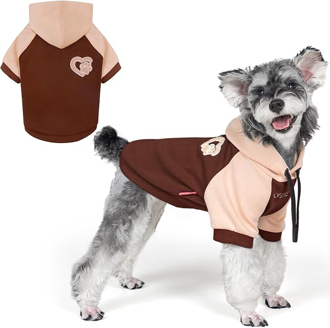 KYEESE Dog Hoodie Stretchy Pet Sweatshirt with Drawstring Soft Dog Clothes for Small Dogs Dogs Winter Coat for Cold Weather Comfort Cat Sweater Cat Coat with Leash Hole Warm Pet Clothes