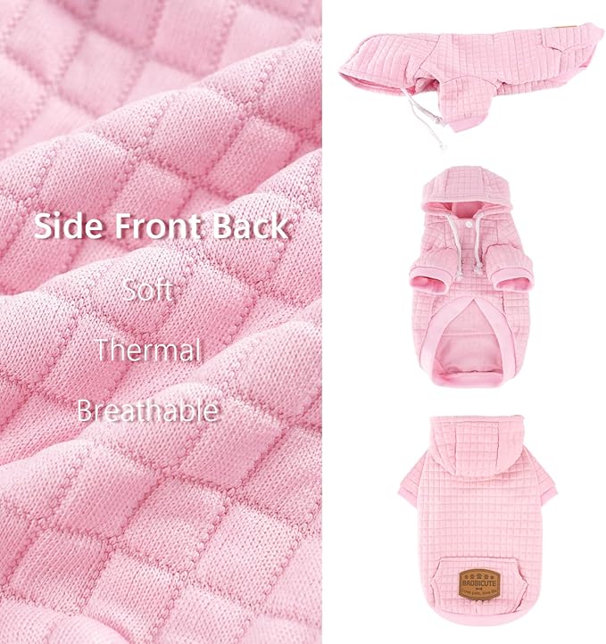 2 Pack Dog Hoodie Sweaters for Small Medium Dogs Warm Dog Clothes for Large Dogs Soft Waffle-Like Laminated Sweatshirt Bulldog (Pink+Rose, XL (Back: 23.5",Chest: 32.5", Neck: 21"))