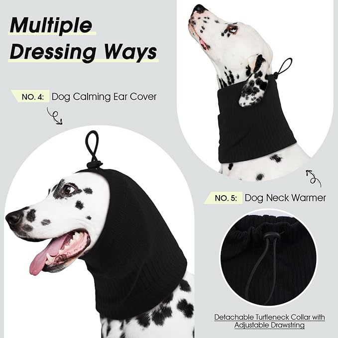 ROZKITCH Dog Shirt with Hoodie Dog Ears Cover 2 in 1, Soft Lightweight Dog Striped T Shirt Pullover Dog Tank with Detachable Ear Wrap, Dog Hoodie Tshirt Dog Boy Girl, Stretchy Sweater Black XL