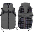 Geyecete Winter Warm Coat Waterproof Dog Jacket with Harness Traction Belt, Pet Outdoor Jacket Dog Autumn and Winter Clothes - Gray - XXL