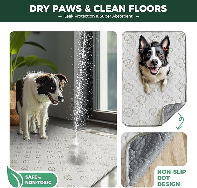 FXW Washable Pee Pads for Dogs, Puppy Pads with Super Absorbent, Specifically Designed for Potty Training, 75" × 30" Rectangle, Khaki, 1 Pack
