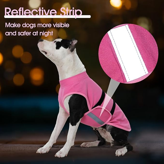 IDOMIK Warm Fleece Dog Sweater for Large Dogs,Soft Winter Dog Fleece Jacket Coat for Fall Cold Weather,Adjustable Fleeced Vest with Reflective Strips,Pullover Pet Sweatshirt for Girl Boy Dogs,Rose,3XL