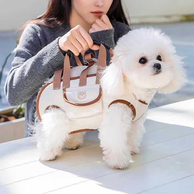 Snuggle Sling Dog Carrier, Adjustable Full Body Lift Harness for Small Dogs and Cats, Portable Breathable Pet Carrier Backpack with Hands-Free Shoulder and Treat Bag(Medium)