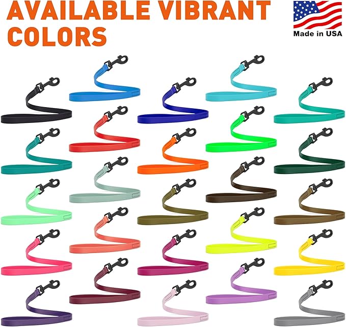 Dogline Biothane Waterproof Dog Leash Strong Coated Nylon Webbing with Black Hardware Odor-Proof Easy to Clean High Performance for Small or Large Dogs Made in USA 2 ft Lead, Safety Yellow