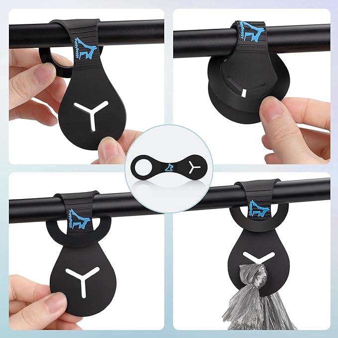 PuppyDoggy Dog Poop Bag Holder for Leash Waste Bag Carrier Dog Poop Bag Dispenser for Walking Running Bicycle Accessory 2 Pieces (Black + Light Green)