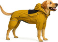 LOVELONGLONG Fleece-Lined Dog Raincoat with Removable Hood – Waterproof Winter Full Body Dog Jacket – Windproof Snowproof Cold-Weather Suit – Yellow-F 3XL
