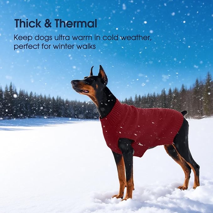 IECOii Great Dane Sweater, 5XL Dog Sweater for Extra Large Dogs, XXXXXL Dog Sweaters Christmas, Warm Winter Sweaters for Giant Breed Male Female Dogs, Pullover Knitwear Sleeveless, DarkRed - 5XL