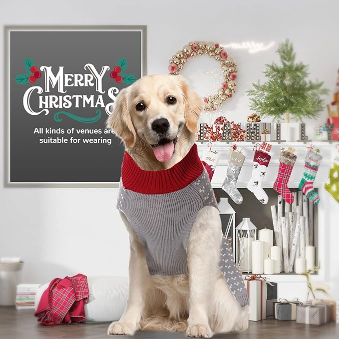 PETCARE Dog Christmas Sweater Ugly Elf Clown Cat Sweater Vest Pet Jumper Grey Green Holiday Dog Clothes Puppy Sweaters for Small Medium Large Dogs Cats Fall Winter Outfits Xmas Dogs Costume,XX-Small