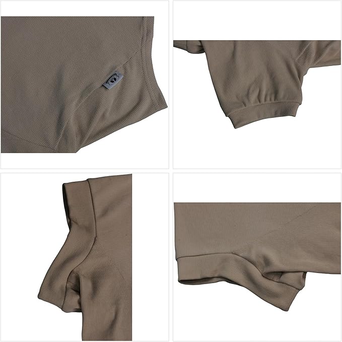Lovelonglong Ribbed Dog T-Shirt Cotton Knitted Dog Sweaters for All Season Pet T-Shirts for Large Medium Small Dogs Beige M