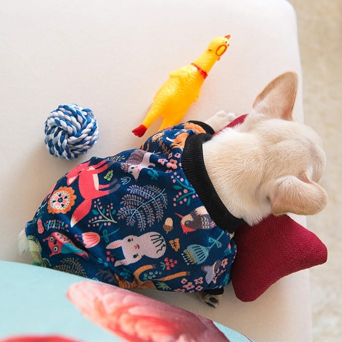 CuteBone Small Dogs Outfit Soft Puppy Onesies Pjs Dog Pajamas Pet Coat Cat Apparel Comfy Doggie Jumpsuit Bodysuit for All Seasons P75L