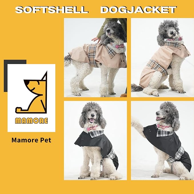 MAMORE Dog Jacket Waterproof Outdoor Vest for Smal Medium Large Dogs, Windproof Adjustable Breathable Lightweight Fashion Casual Dog Clothes (Khaki, Medium)