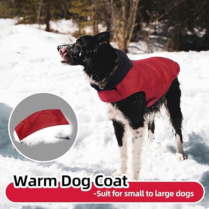 Nanaki Small Dog Puffer Jacket with Leash Hole, Warm Winter Coat Dog Puffer Coat Reflective, Lightweight Windproof Snowsuit for Hiking Walking Outdoor Activities, Halloween Christmas Easy on, Red
