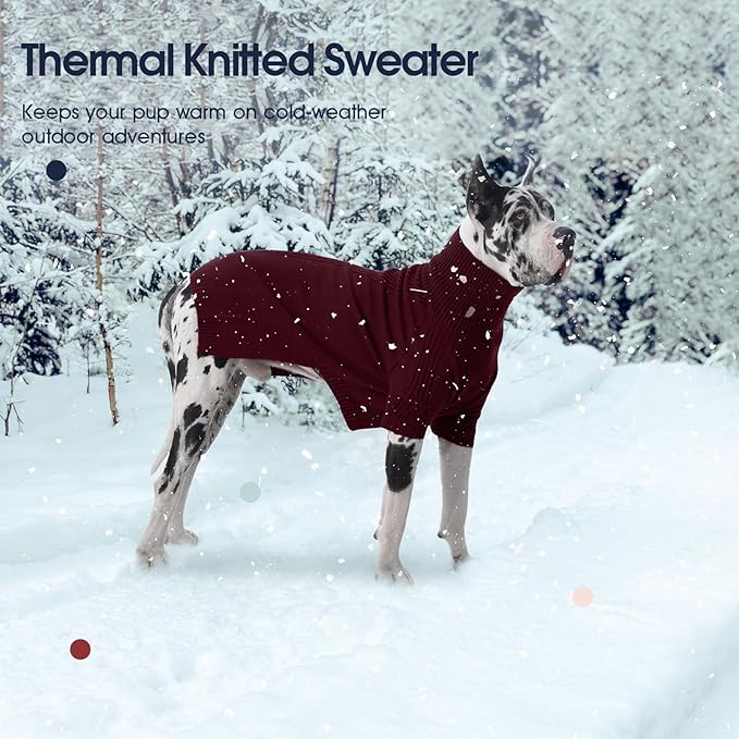 IECOii Dachshund Sweater,Turtleneck Dog Sweater for Small Medium Dogs Girl Boy,Stretchy & Breathable,Warm Knitted Pullover Coat,High Neck Knitwear for Cold Weather Indoor & Outdoor Wear (Burgundy,M)