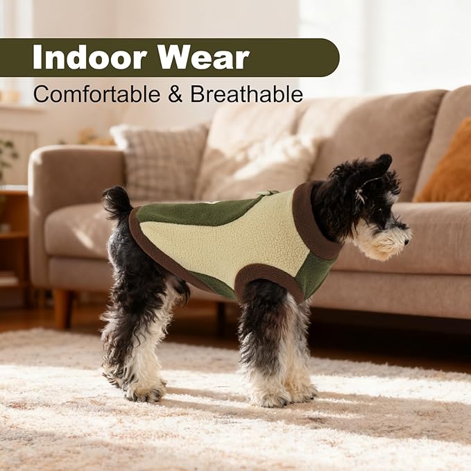 XL Dog Fleece Sweater Vest for Winter Fall Spring,Warm & Soft, Dog Cold Weather Coat for Medium Breeds, Stretchy Pullover Coats for French Bulldog,Machine Washable,Army Green,Size XL
