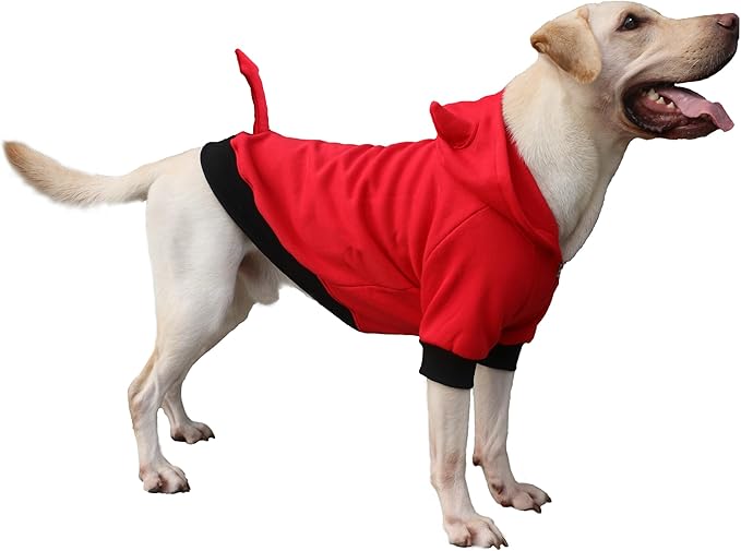 Little Devil Christmas Costumes Clothes for Extra Large Dogs Demon Hoodies Labrador Rottweiler Great Dane, Red, 5X-Large