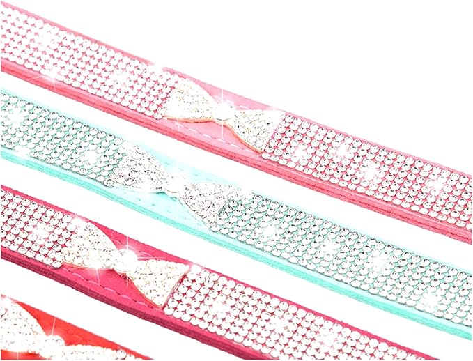 Serijoars Small Dog Collar with Rhinestone Crystal Diamond Colorful Bling Girl Puppy Cat Collars (XS, Red3)