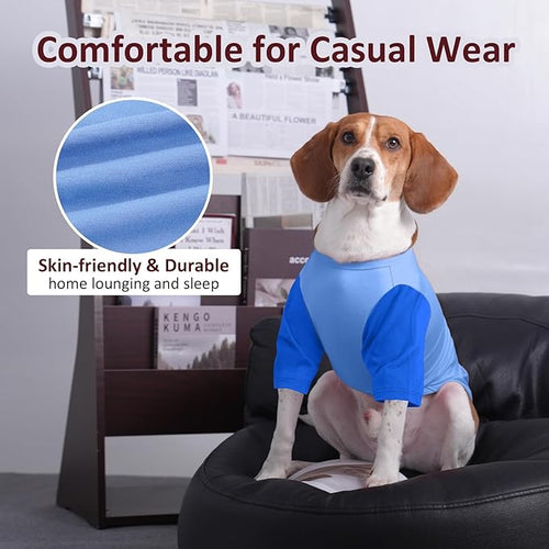 2 Pack Large Dog T-Shirts 3XL - Breathable Durable Cotton Shirt, Shedding Control Protect Skin Dogs Clothes for Husky, Labrador, Summer Hot Day Sleep, Walk, Sea, Park Play, Camping, Blue