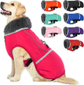 QBLEEV Warm Reflective Jacket, Waterproof Winter Coat With Turtleneck for Cold Weather, Thick Fleece Snowsuit Christmas Vest Pet Apparel for Small Medium Large Dogs 2XL