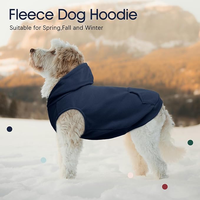 IECOii Dog Hoodie,Polar Fleece Dog Sweatshirt Fall Dogs Sweater with Hood,Warm Sweaters for Medium Dogs Boy Girl,Sleeveless Pet Hoodie Medium Size Winter Clothes for Pug,Jack Russell,Blue,M