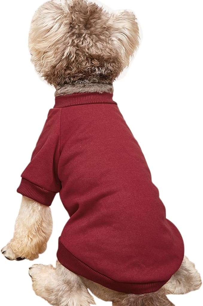 Puppy Sweater for Small Dogs Clothes Warm Winter Cat Clothe Pet Sweatshirt Knitwear Doggie Kitten Clothing, Wine, X-Large