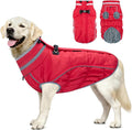 Malier Dog Coat, Reflective Dog Jacket Waterproof Windproof Puppy Cold Weather Coats with Harness Built in, Winter Extra Warm Pet Coat Fleece Vest for Small Large Pets and Puppy (Red, Large)