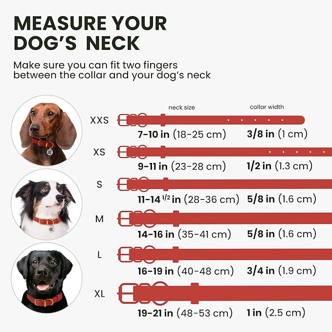 BronzeDog Rolled Leather Dog Collar with QR ID Tag, Adjustable Soft Round Collars for Small Medium Large Dogs Puppy (14" - 16" Neck Size, Classic Red)