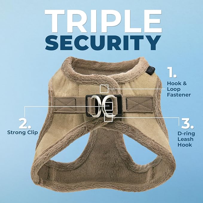 Voyager Step-In Plush Dog Harness – Soft Plush, Step In Vest Harness for Small and Medium Dogs by Best Pet Supplies - Harness (Latte Suede), XL (Chest: 20.5 - 23")