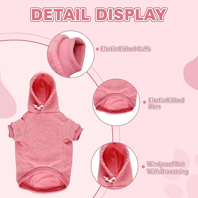 Dog Sweaters for Large Dogs Dog Hoodie Fleece Dog Sweater Soft Dog Clothes Sweatshirt with Pocket Dog Hoodie for Large Dogs(Pink&L)