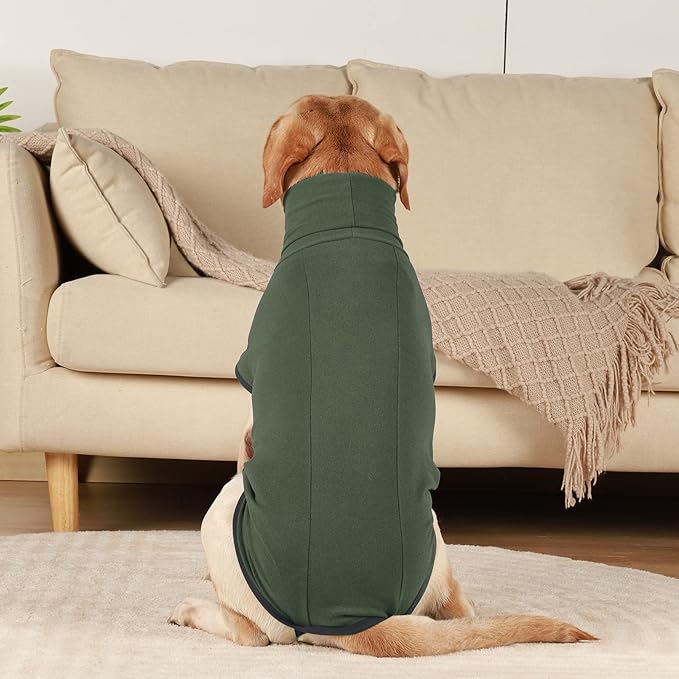 ROZKITCH Large Dog Shirts, Pet Windproof Warm Cold Weather Jacket Vest Cozy Jumpsuit Apparel Outfit Clothes for Walking Hiking Travel Sleep Green L